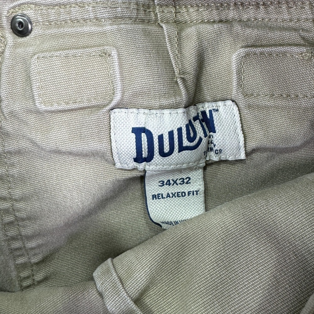 Duluth Trading Co Pants Mens 34x32 Beige Flex Fire Hose Cargo Workwear Utility - Picture 6 of 14